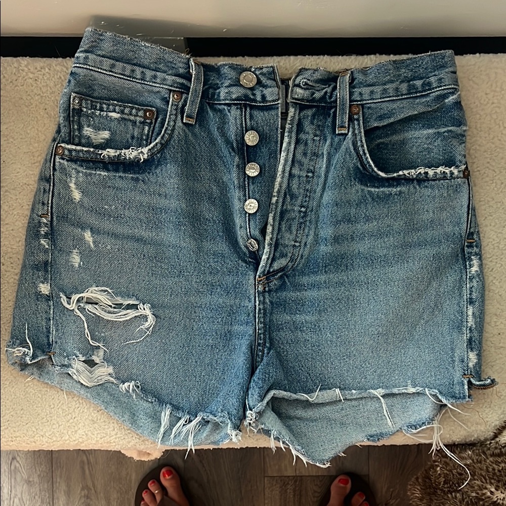 Agolde Blue Jean Shorts with Classic Fit